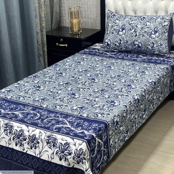 Cotton Bed Sheet - Single - Blue